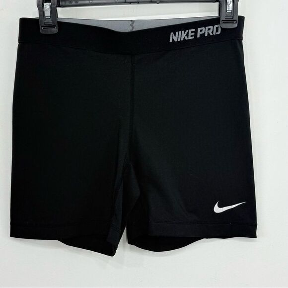 Nike Pro Black White Logo Athletic Bootie Shorts - Picture 1 of 14